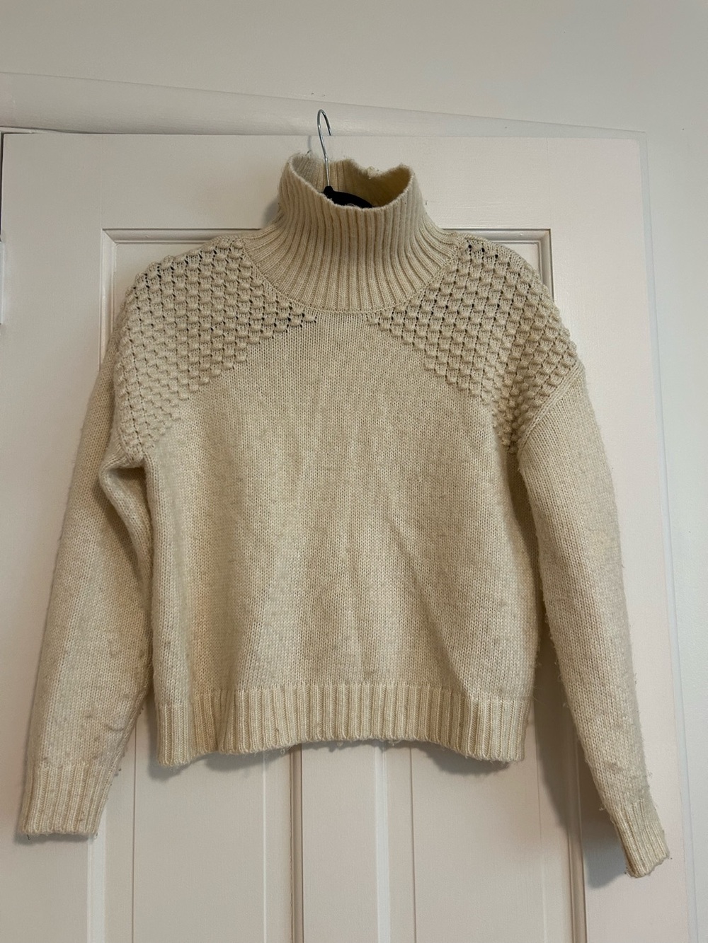 Turtleneck or Moke Cable Yoke Sweater Cream
